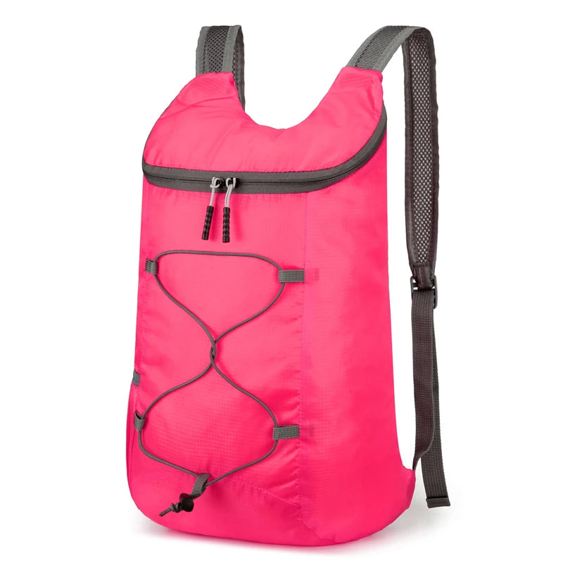 Foldable Travel Backpack with Front Cord Detail and Side Pockets