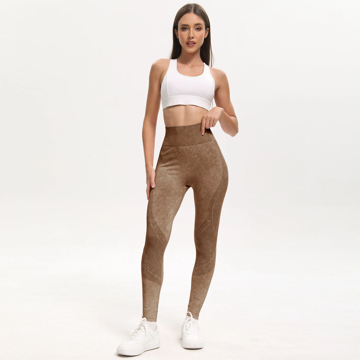 Women's Textured Full Length Leggings For Workout Outfits