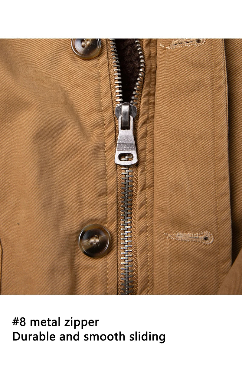 High quality vintage USN WW2 USMC thick sherpa fleece winter clothes khaki military work blank Winter N1 deck jacket for men