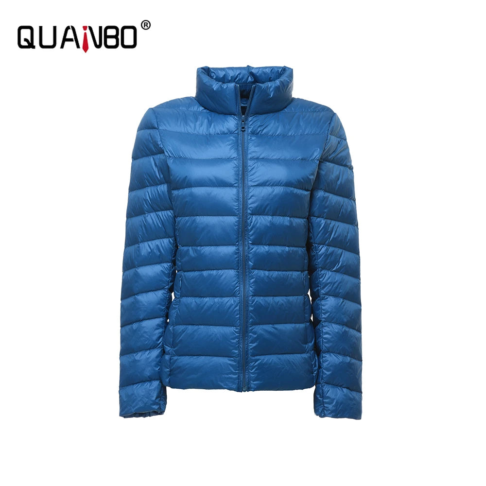 Women's Quilted Stand Collar Zip Front Jacket for Layered Outfits
