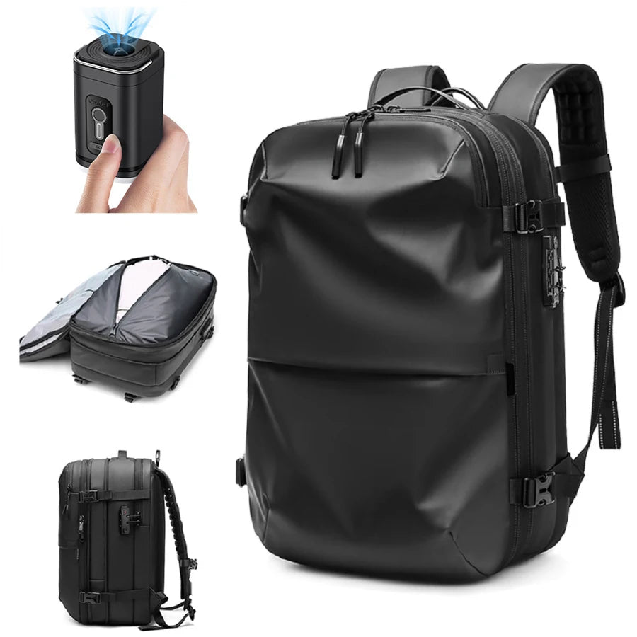 Vacuum Compression Travel Backpack with Separately Labelled Pump and Bag Options