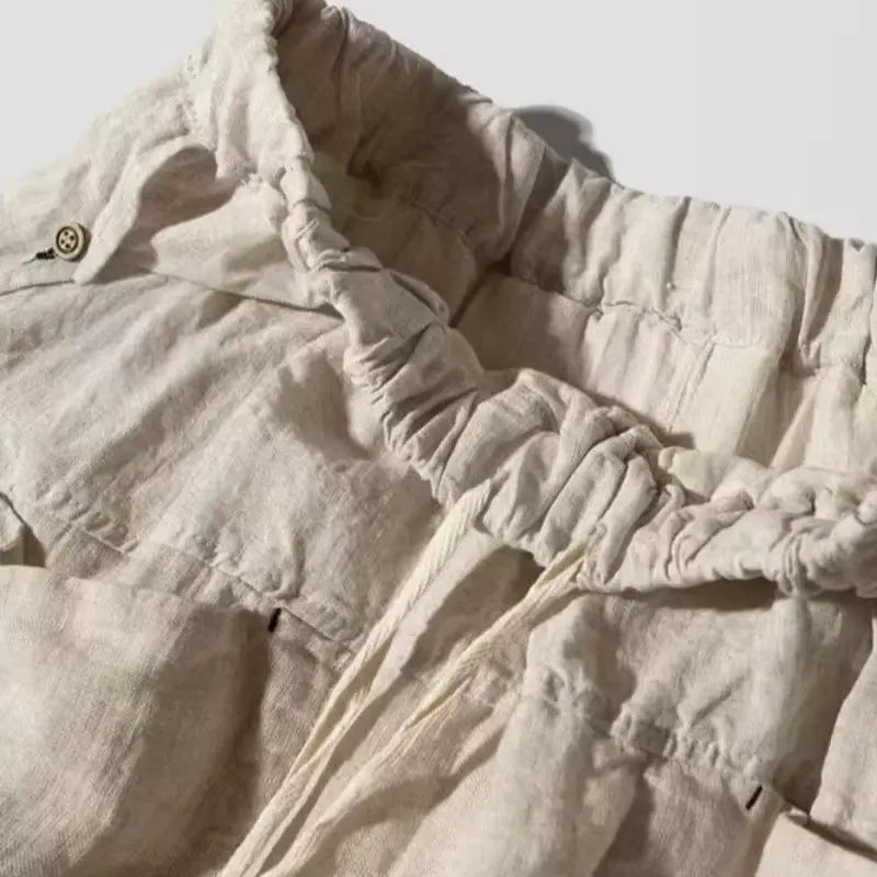 Women's Linen High-Rise Loose A-Line Midi Skirt with Pockets for Casual Outfits
