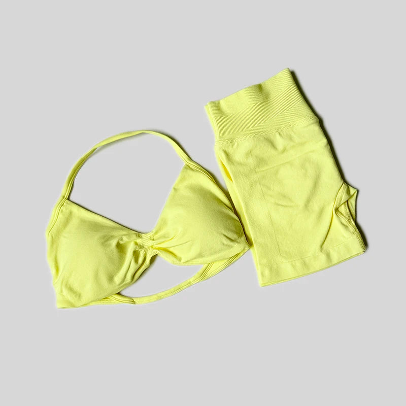 Women's Halter Tank And Shorts Yoga Set For Workout Outfits