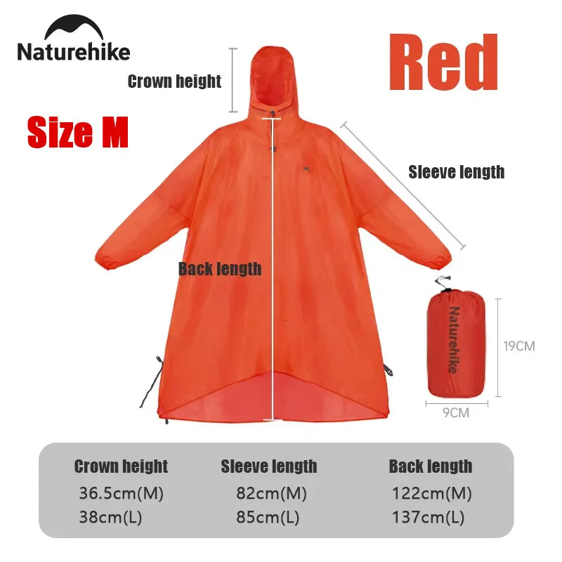 Hooded Outdoor Rain Poncho with Extended Hem and Sleeves
