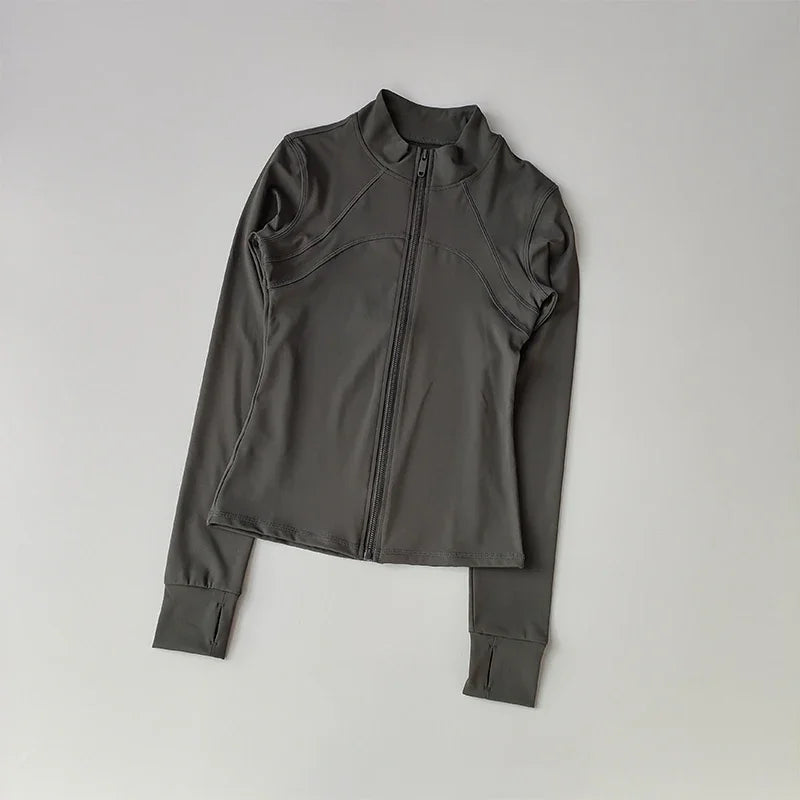 Stand Collar Long Sleeve Full Zip Yoga Training Jacket