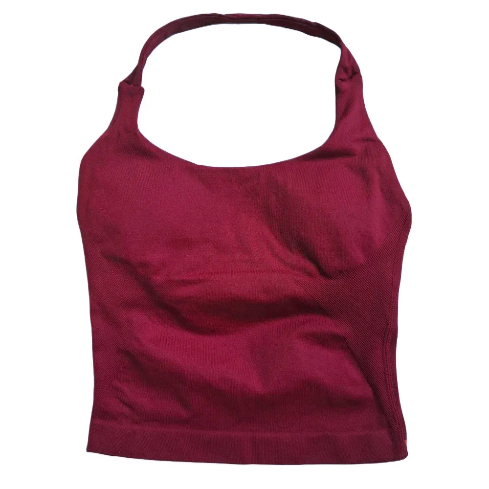 Women's Halter Neck Fitted Longline Tank Top For Workout Outfits
