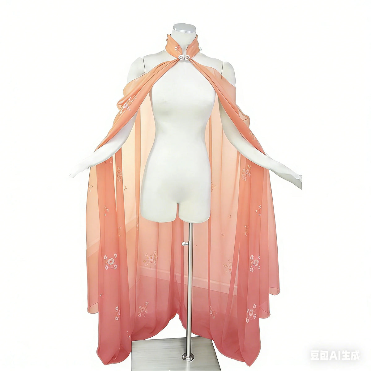 Neck Tie Sheer Long Cape for Layering over Outfits