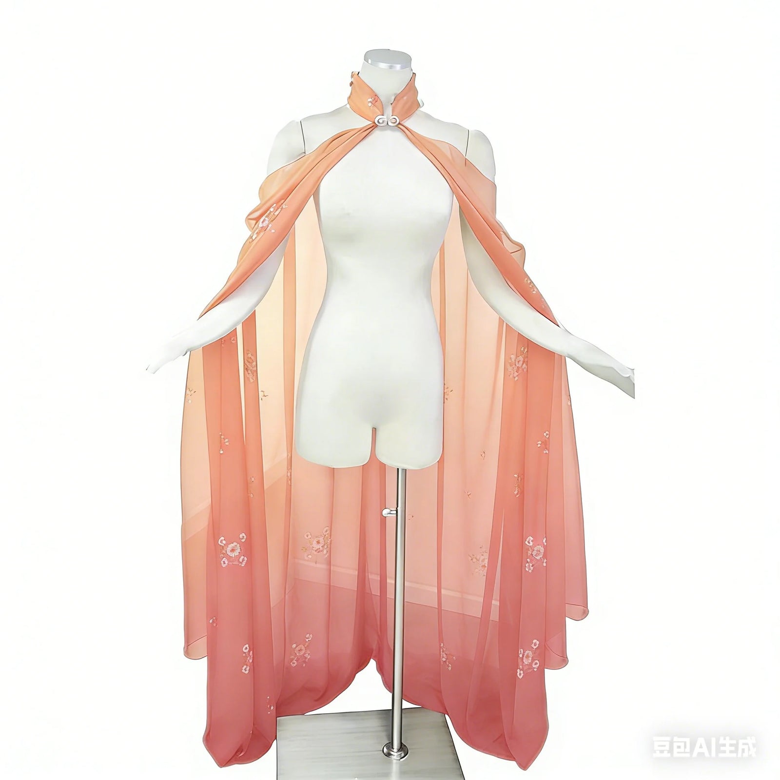 Neck Tie Sheer Long Cape for Layering over Outfits