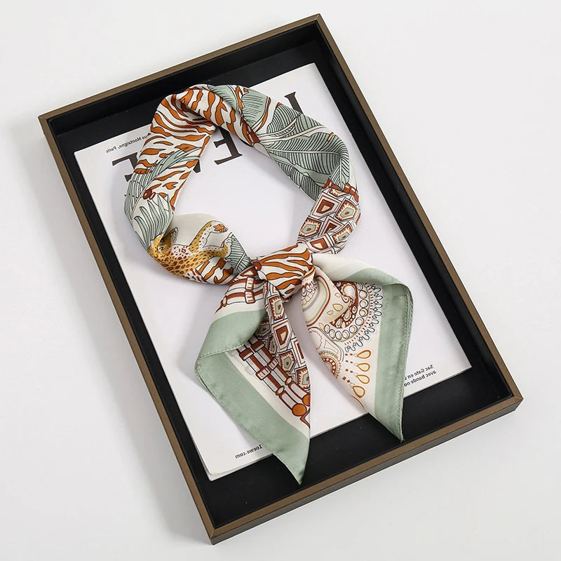 Printed Square Scarf for Hair Wrap and Neck Styling