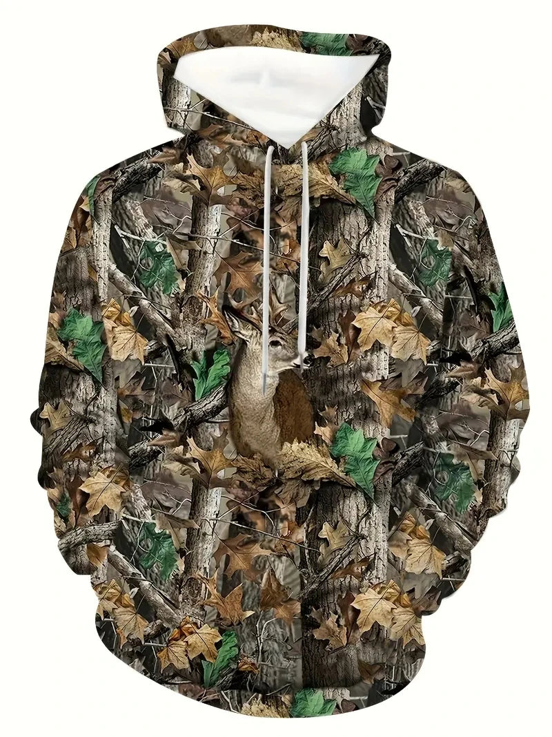 Leaf Camouflage Long-Sleeve Pullover Hoodie