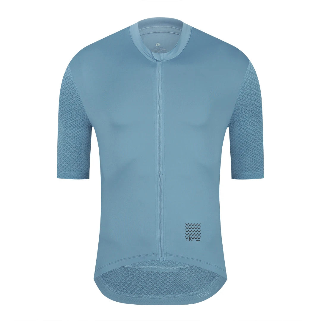 Men's Short Sleeve Full-Zip Cycling Jersey with Rear Storage Pockets