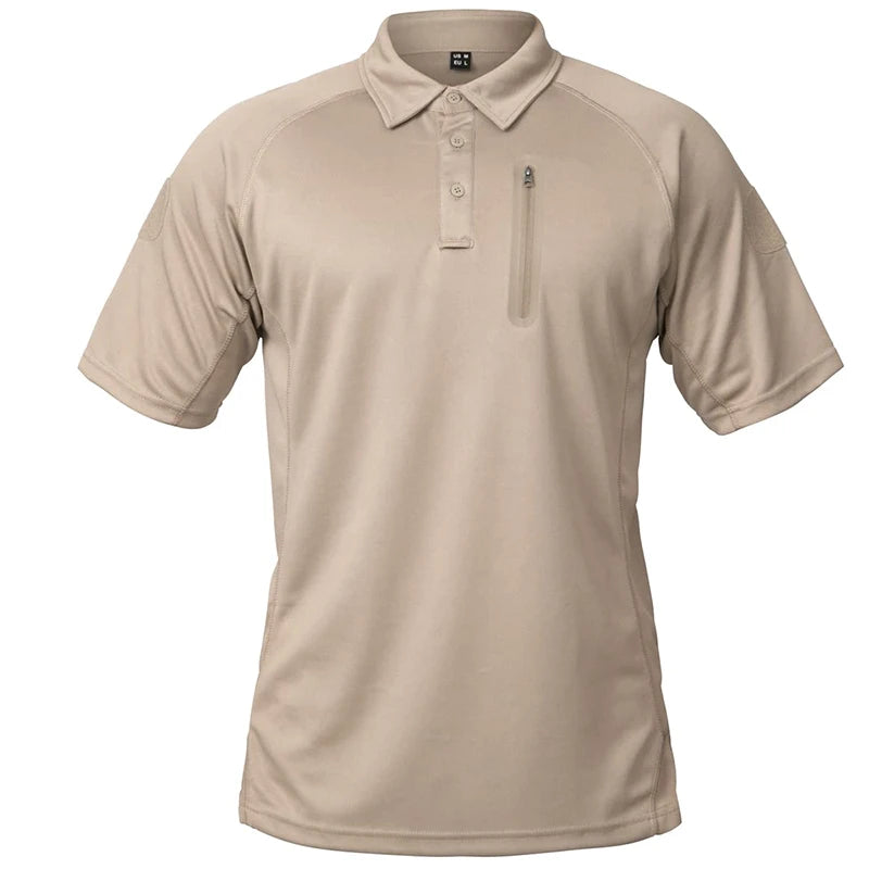 Men's Short Sleeve Polo Shirts Summer Tactical Polo with Zip Pocket Outdoor Hiking Golf Shirt Big Plus Size USA Size
