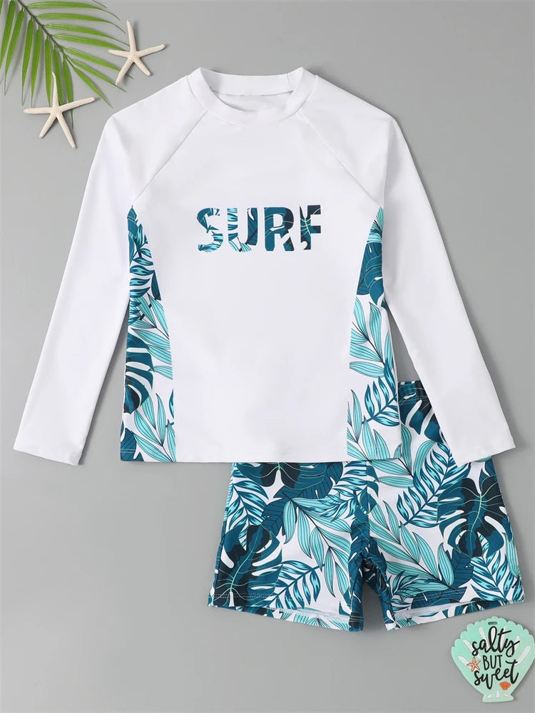 Boys' Long Sleeve Rash Guard and Swim Shorts Selection