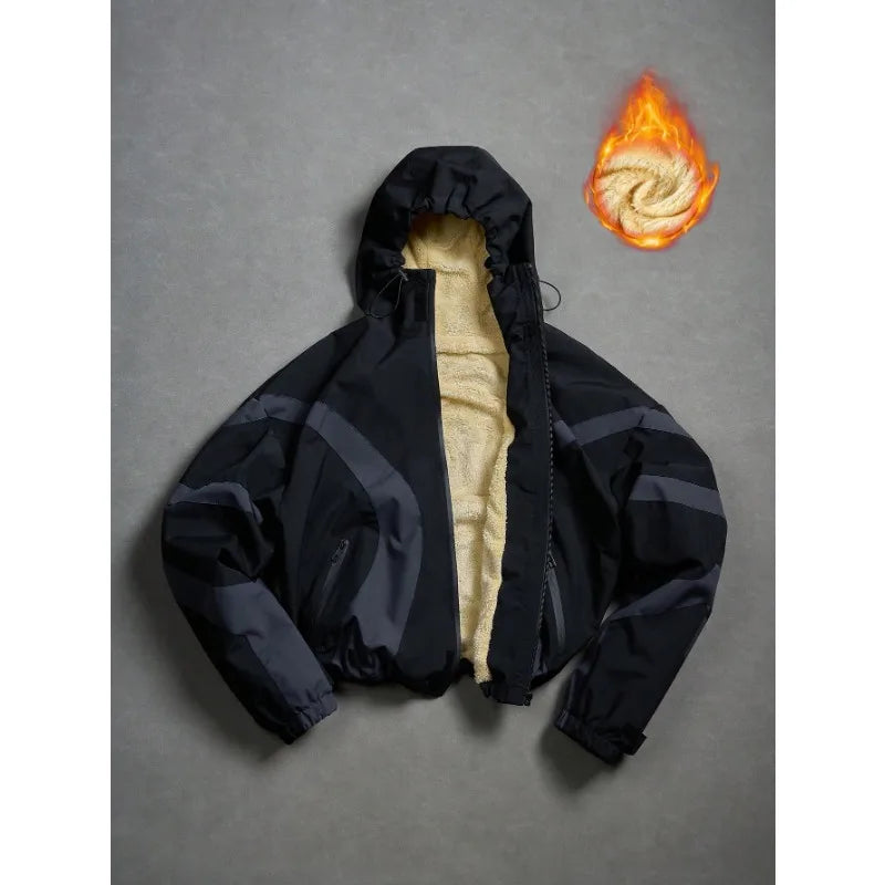 Hooded Long Sleeve Full Zip Casual Streetwear Jacket