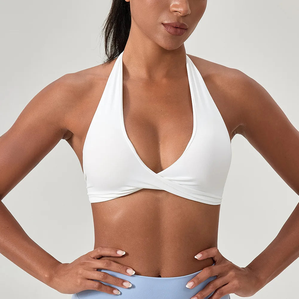 Women's V Neck Halter Sports Bra