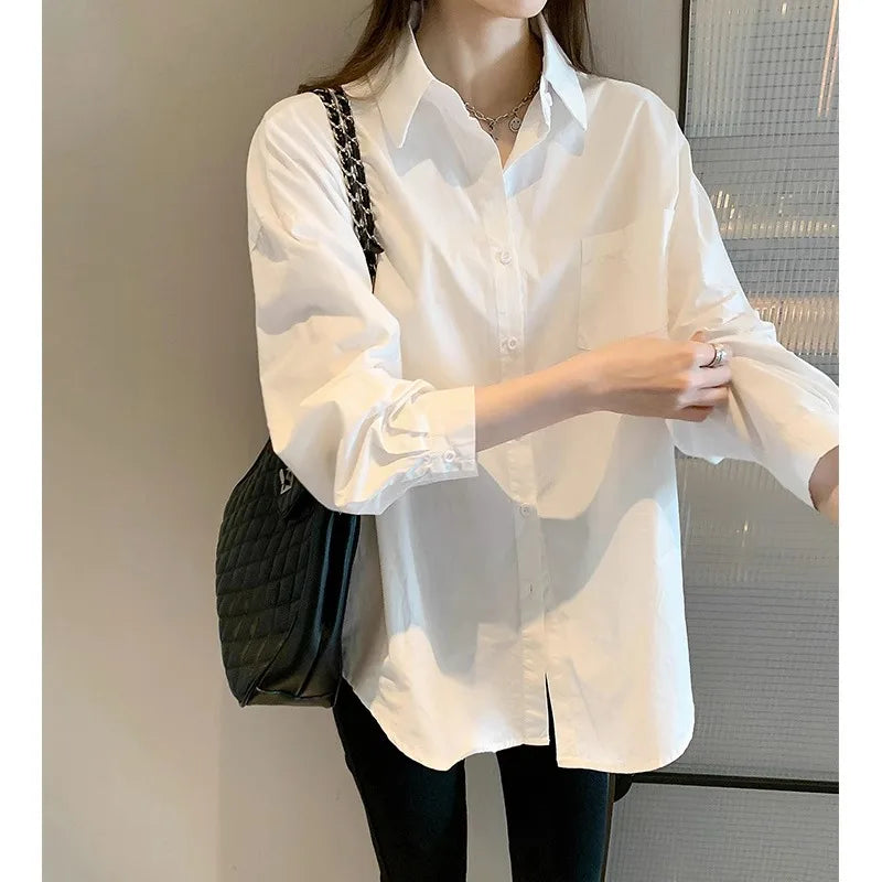 Women's Collared Long Sleeve Button Front Shirt