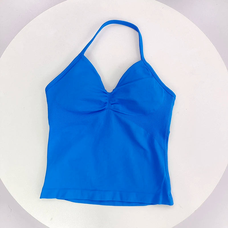 Women's Ruched Halter Neck Sports Bra