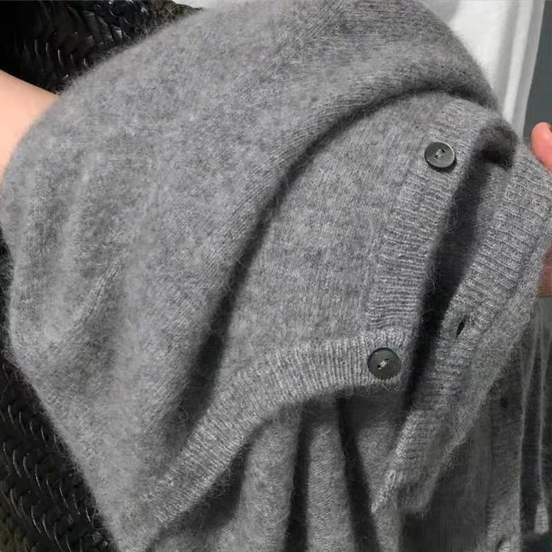 Women's Crew Neck Button Front Cardigan Casual Knit Layer
