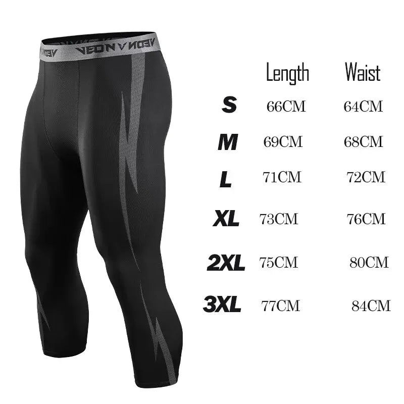 Men's Lightning Pattern Cropped Training Leggings for Gym and Running