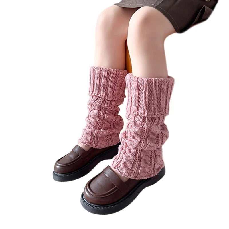 Children's Cable Knit Leg Warmers with Solid Color Options