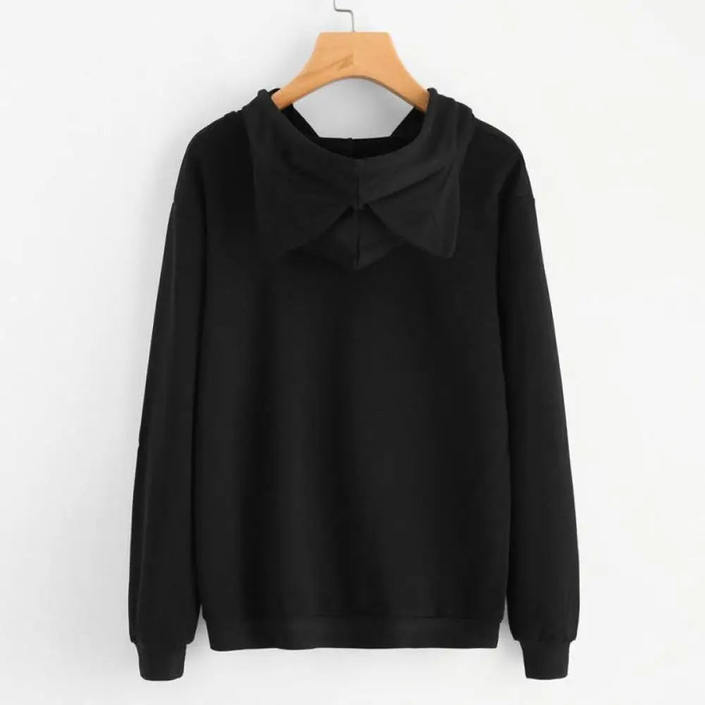 Cat Graphic Long Sleeve Pullover Casual Hoodie for Layering