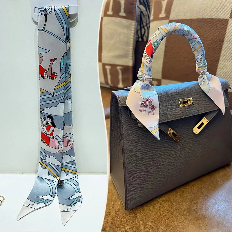 Printed Skinny Scarf for Neck and Bag Handle Styling