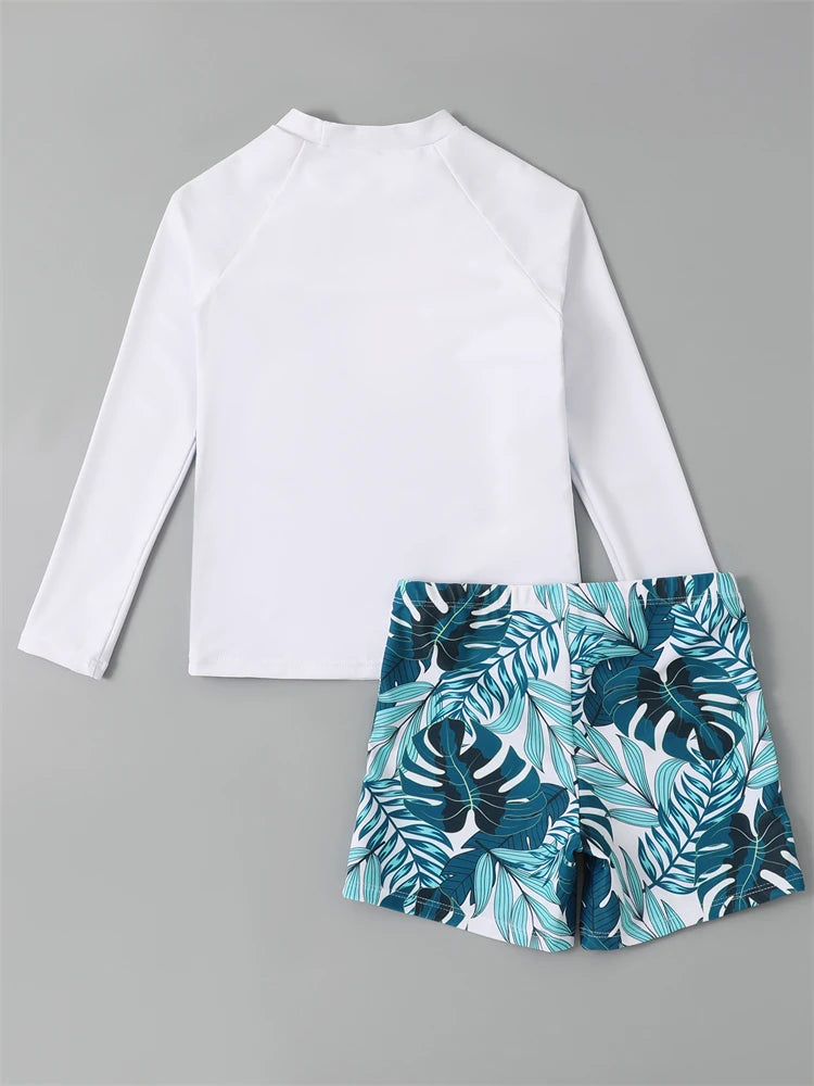Boys' Long Sleeve Rash Guard and Swim Shorts Selection