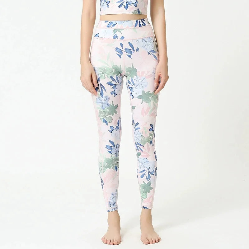 Women's Floral Sports Bra and Leggings Workout Set