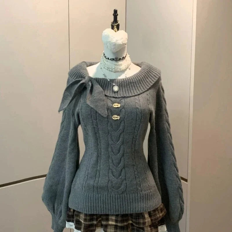 Women's Plain Crew Neck Long Sleeve Sweater Casual Knit Layer