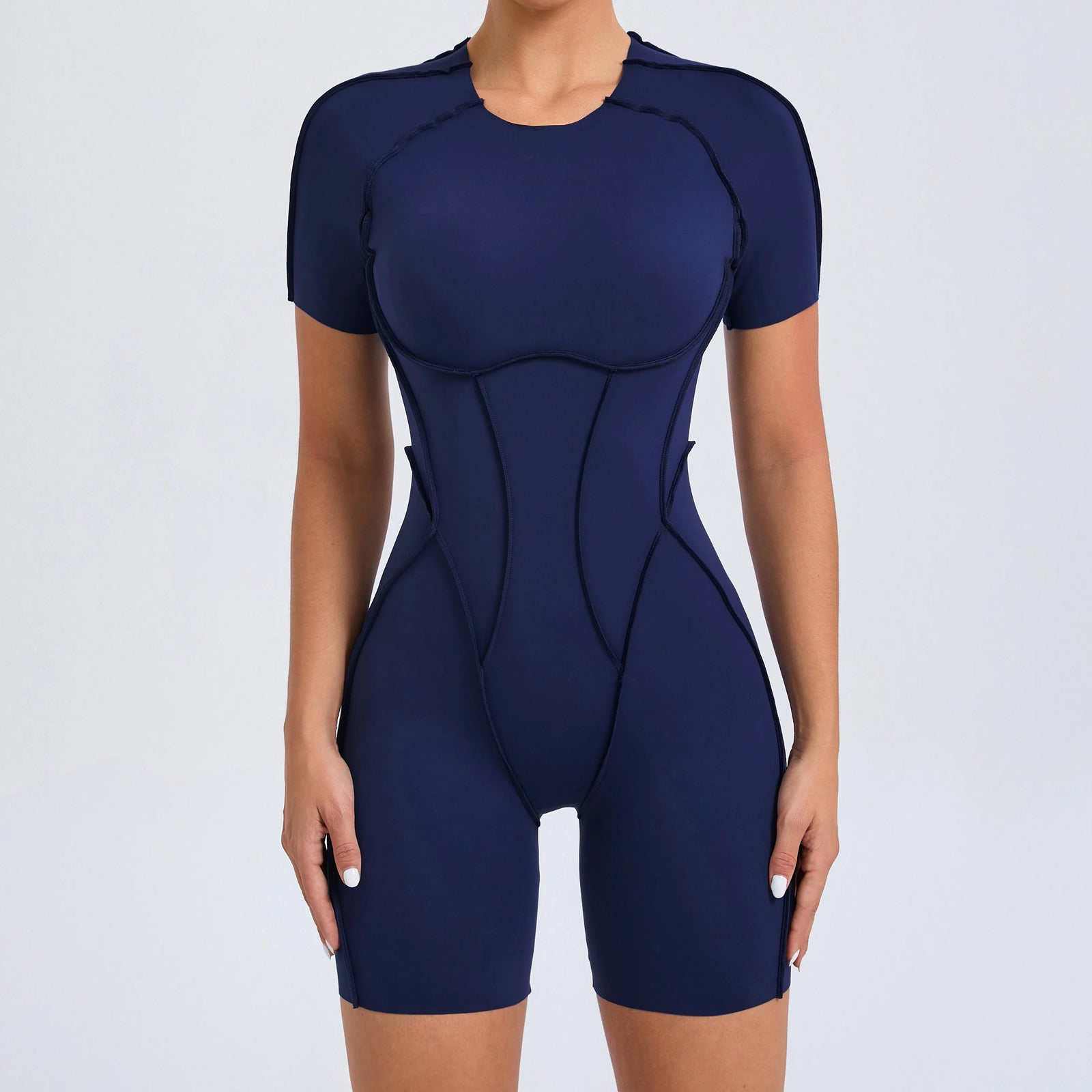 Women's Short Sleeve Back Cutout Short Workout Romper