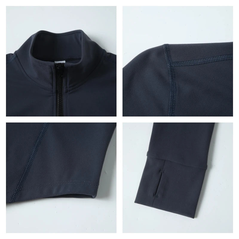 Women's Fitted Long Sleeve Zip Front Jacket For Workout Outfits