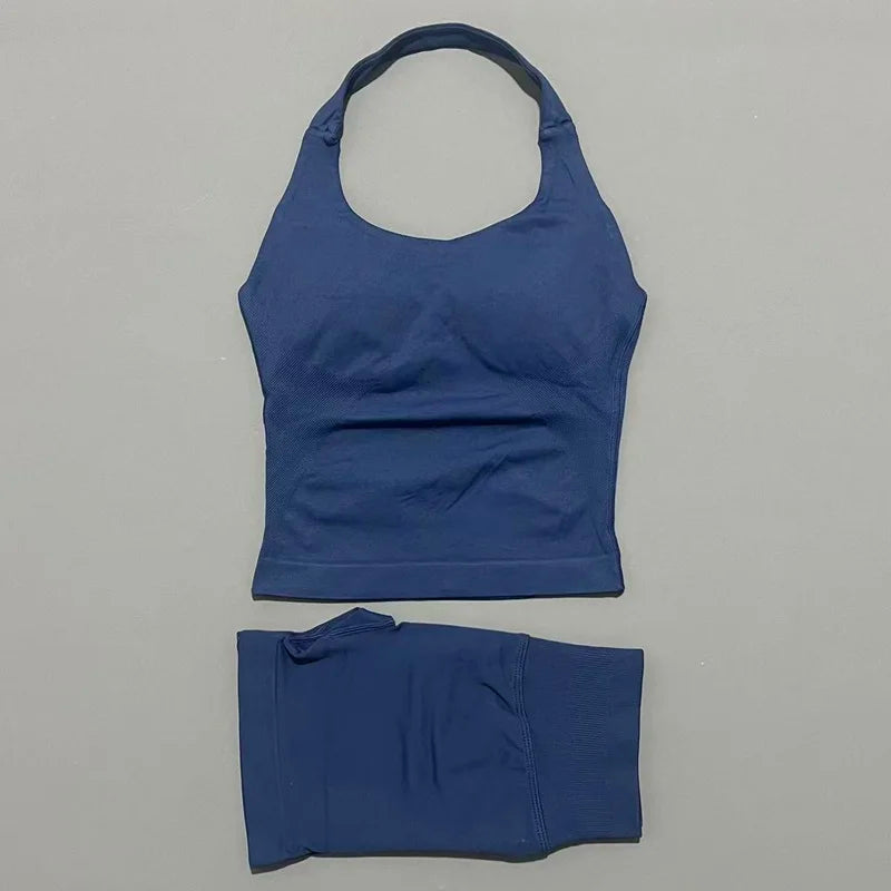 Women's Halter Tank And Shorts Yoga Set For Workout Outfits