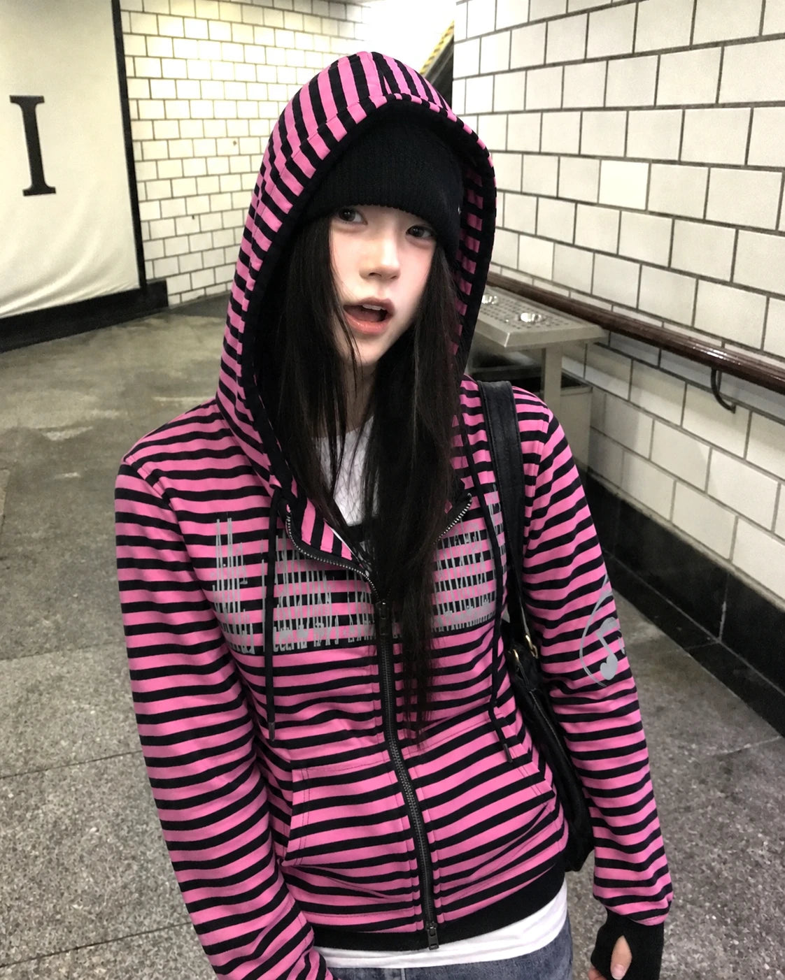 Fluffy Trim Long Sleeve Full Zip Casual Hoodie