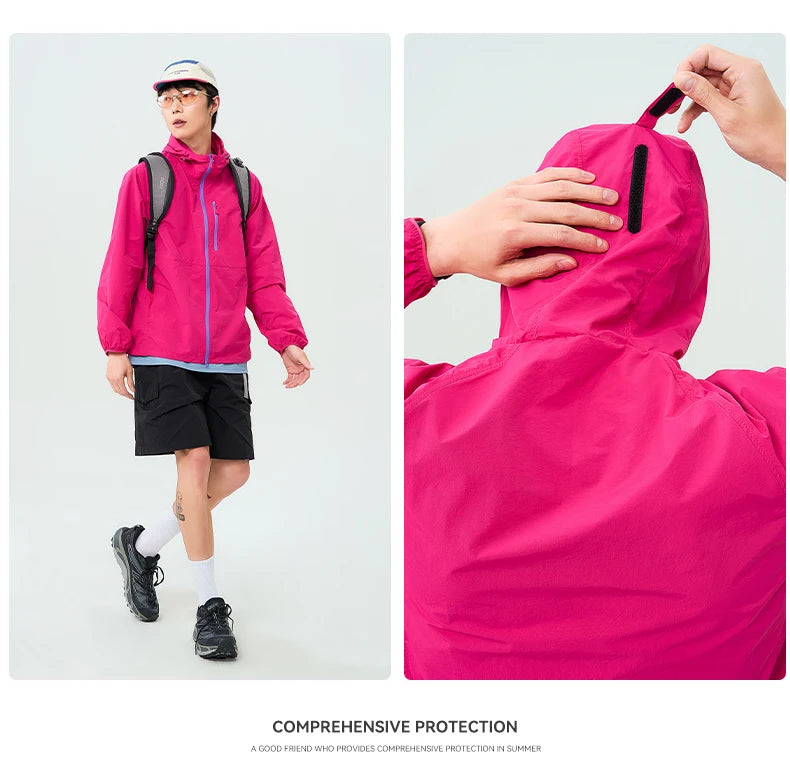 Lightweight Hooded Hiking Windbreaker Jacket for Trail Wear