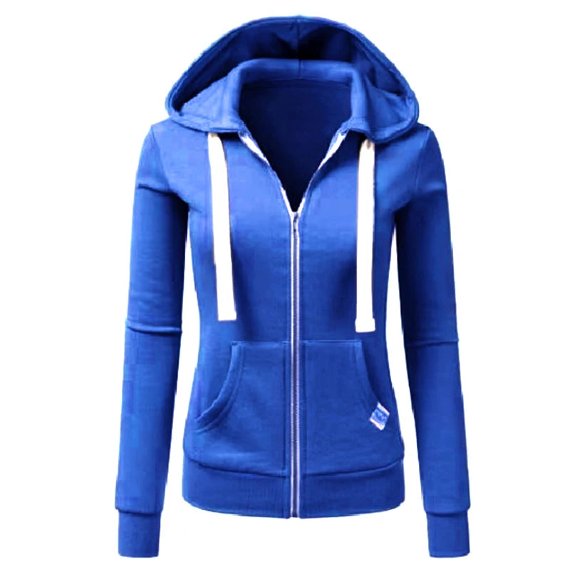 Long Sleeve Full Zip Casual Hooded Sweatshirt for Layering