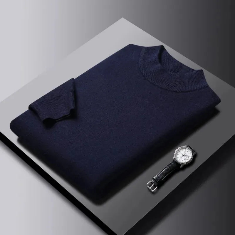Men's Mock Neck Long Sleeve Knit Sweater
