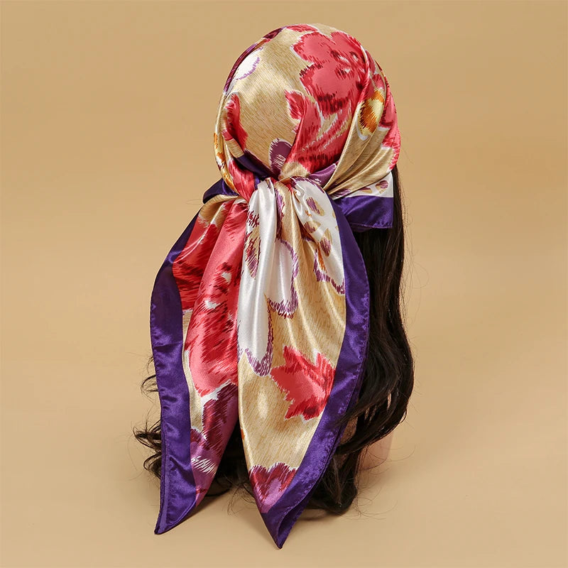 Printed Square Scarf with Ornate Paisley Pattern Options