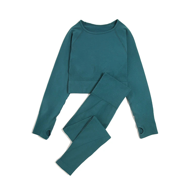 Women's Variable Sleeve Top And Bottoms Yoga Set