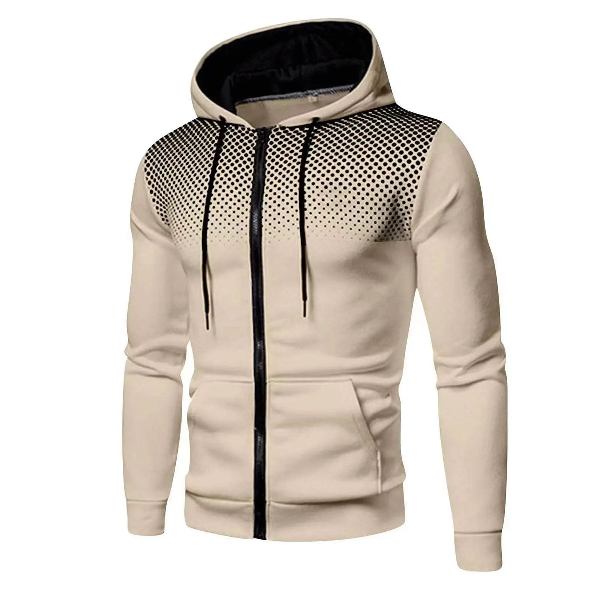 Men's Zip-Front Drawstring Hooded Casual Jacket
