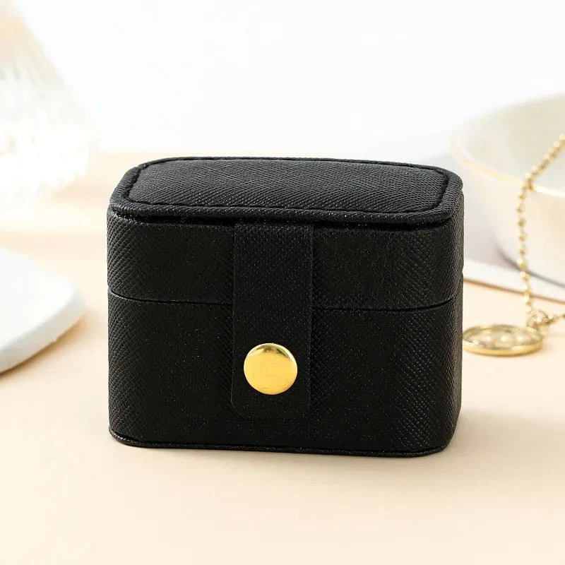 Mini Portable Leather Jewelry Storage Bag Travel Organizer Case for Ring Necklace Earrings Gift Box