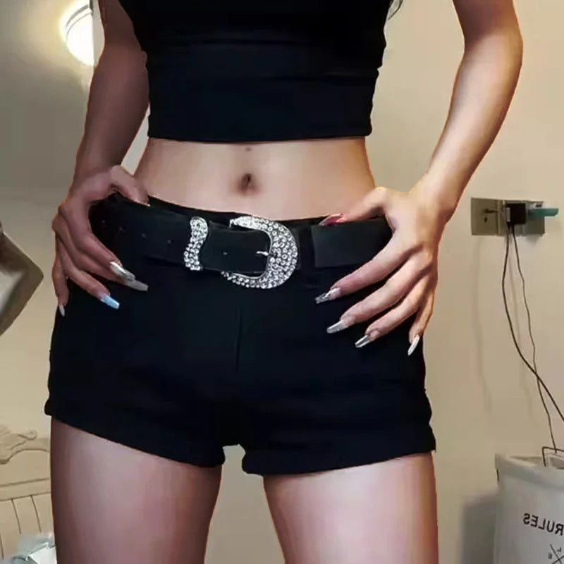 Women's Black Denim Casual Casual Denim Shorts For Everyday Outfits