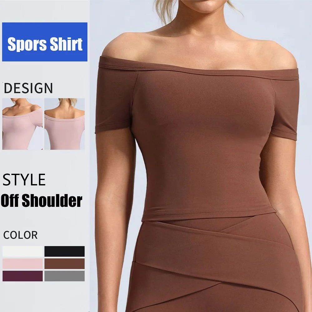Women's Off-Shoulder Short-Sleeve Workout Top