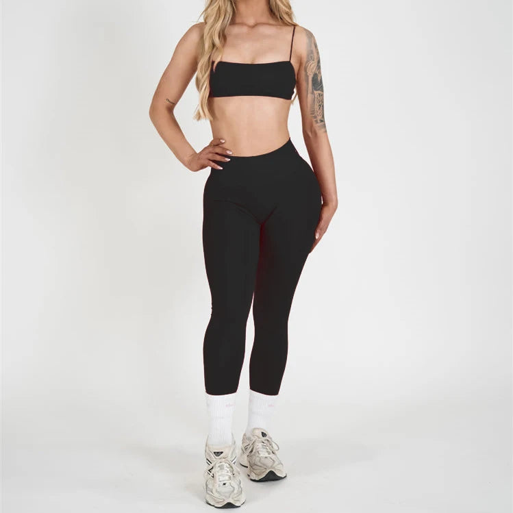 Women's Variable Sleeve Top And Bottoms Yoga Set