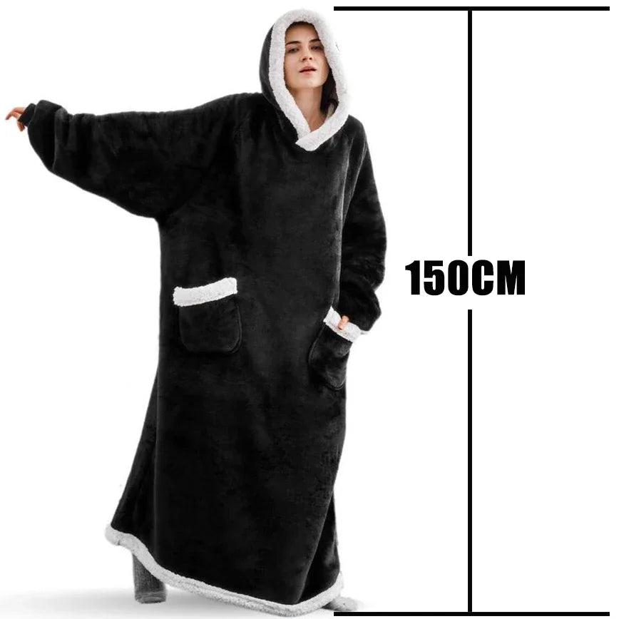 Oversized Fleece Blanket Hoodie with Original Long and Short Styles