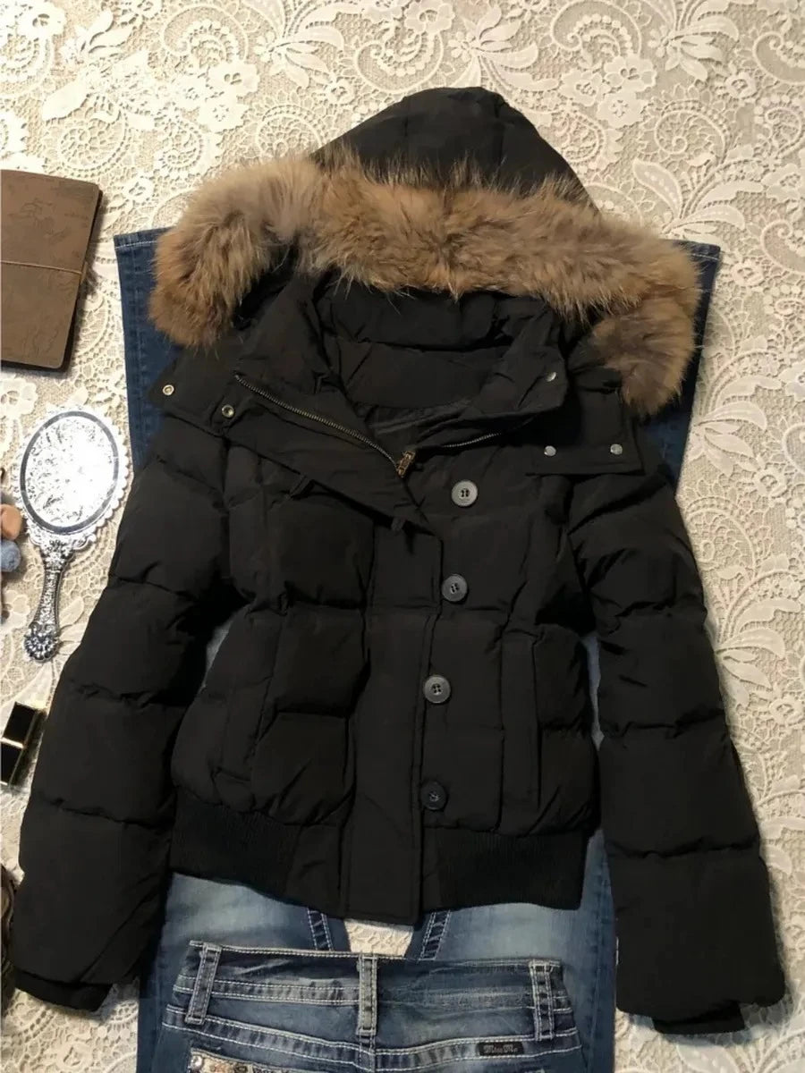 Faux-Fur-Trim Cropped Zip-Front Jacket