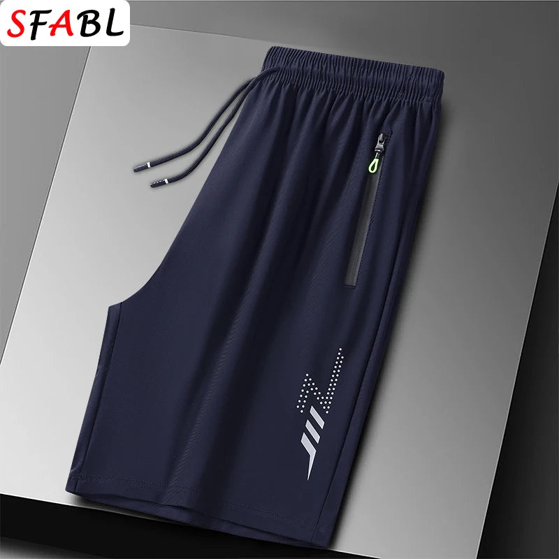 Men's Stretch Drawstring Sports Shorts with Zipper Pockets