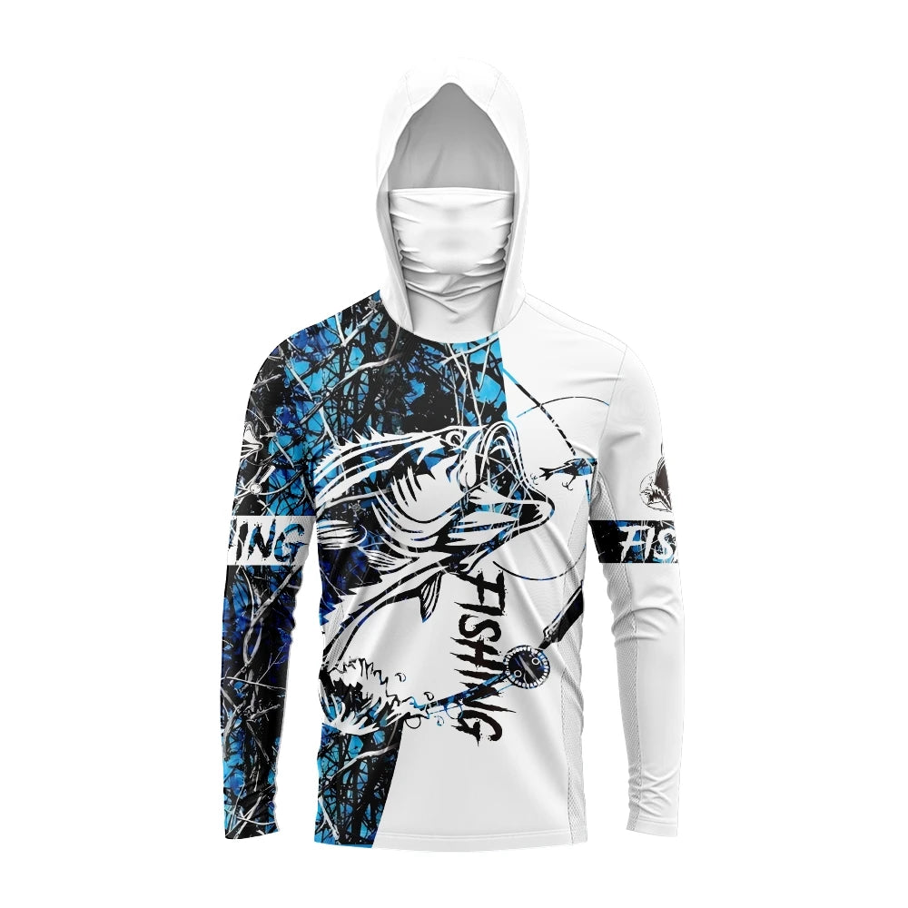 Men's Hooded Long Sleeve Graphic Fishing Shirt