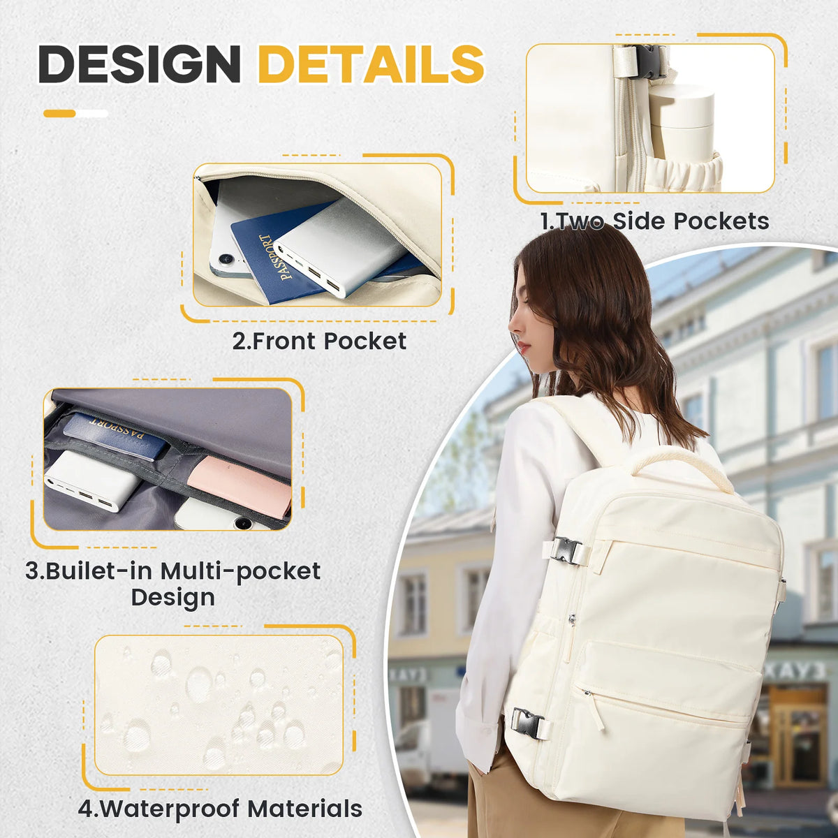 Travel Backpack with Internal Compression Compartment and Pump Option
