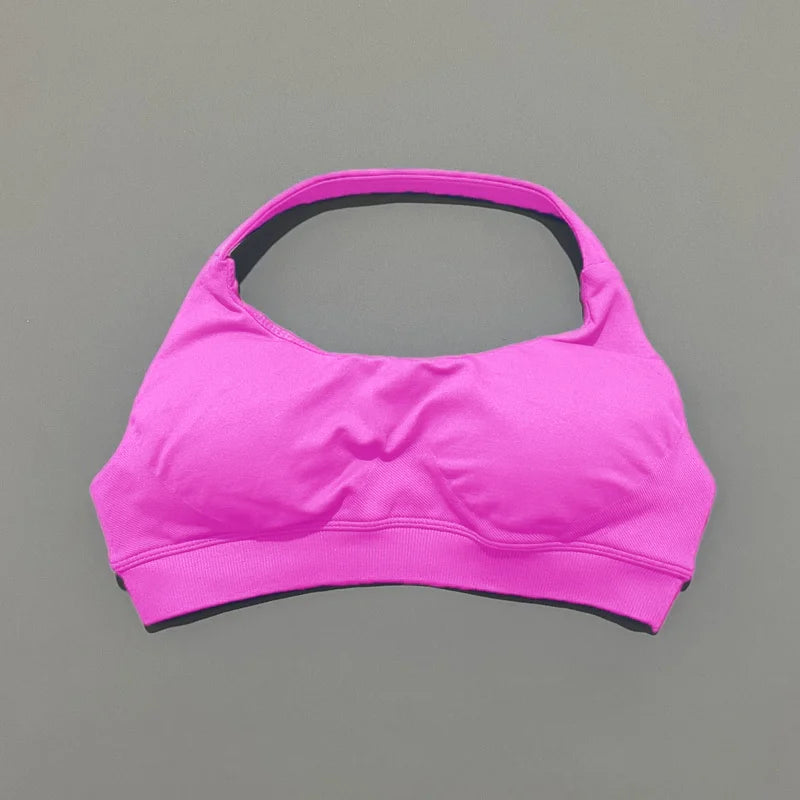 Women's Ruched Halter Neck Sports Bra