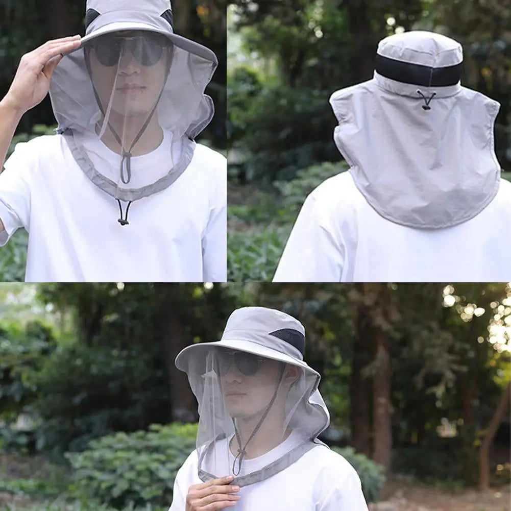 Wide Brim Outdoor Hat with Face Mesh Style Options